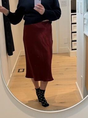 MaxMara Wine Red Midi Slip Skirt